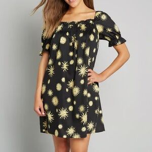 New ModCloth 90s Suns Shift Dress Black Suns
